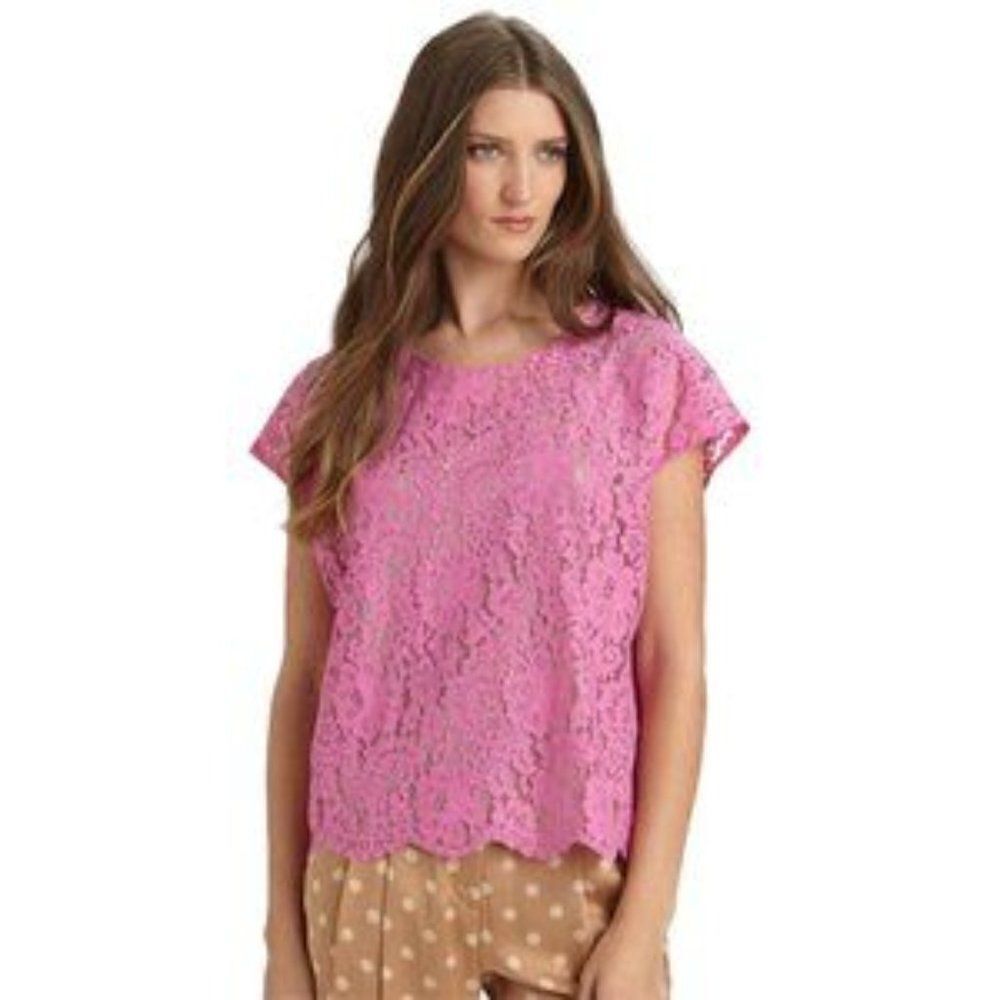 Robert Rodriguez Pink Lace Barbiecore Blouse Size 0
